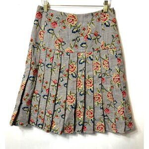 Brooks Brothers Houndstooth Floral Pleated Skirt Size 2 New With Tags